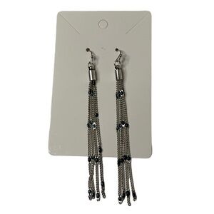 Silver and blue chain earrings